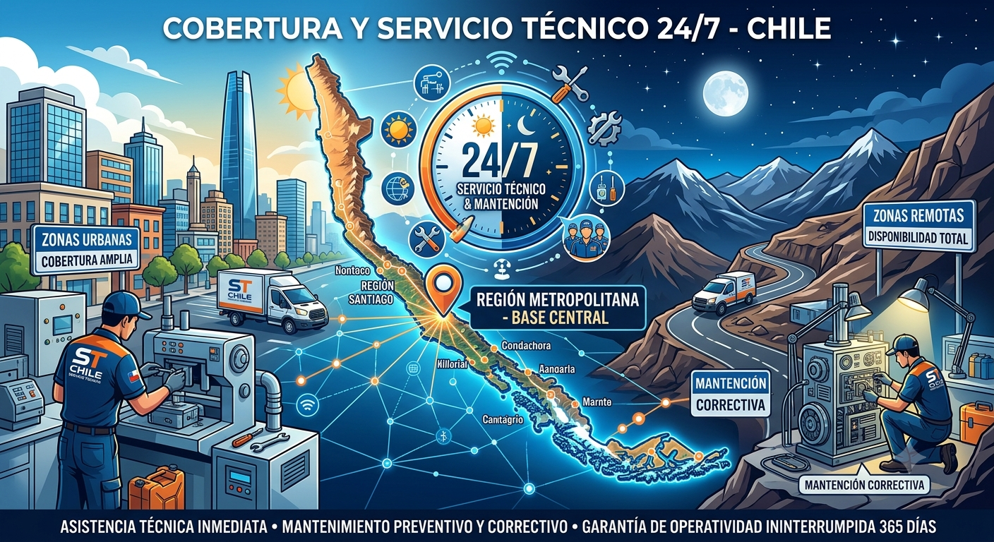 Mapa de cobertura de servicio técnico D&D en Chile